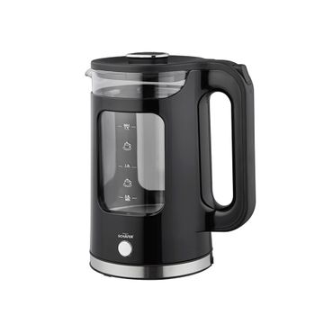 Schäfer Glaswasserkocher Schwarz – 1,7L mit LED-Anzeige und Temperaturwahl, Volumen: 1.7L