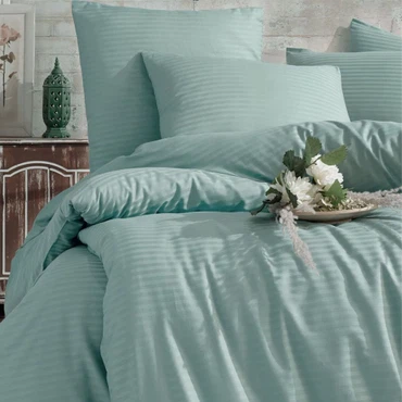 Nordic Schiller Einzelbettbezug-Set mit gestreiften elastischen Laken - 160x220 cm, Knitterresistent