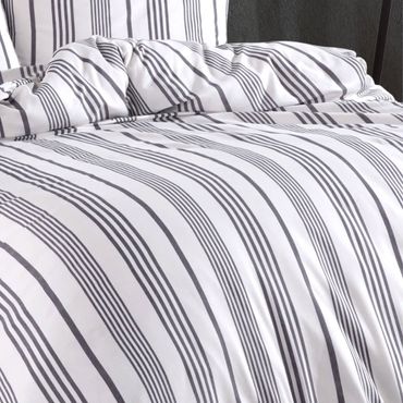 Nordic Schiller Bettbezug-Set für Einzelbett Garngefärbt, hypoallergen, 4-teilig, Farbe: Grau