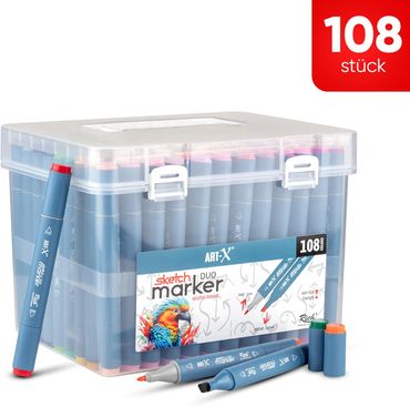 ART-X Doppelspitzen Marker Set - 108 Farben, Profi Sketch Marker alt-