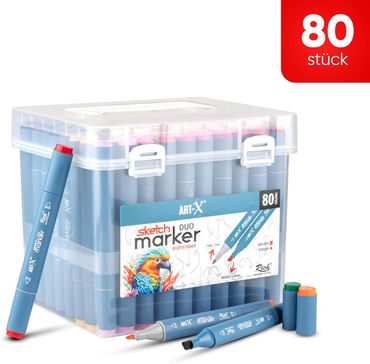 ART-X Doppelspitzen Marker Set - 80 Farben, Alkoholbasis, Sketch Marker alt-