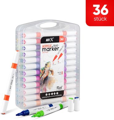 ART-X Acryl Marker Set - 36 Farben, Doppelspitzen, Für Profis & Künstler alt-