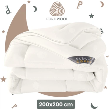 Sleep Comfy Wolle Bettdecke - Ganzjahresdecke Einzelbett, 100 % Schurwolle