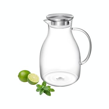 Wilmax Borosilikat Glas Krug mit Edelstahl-Deckel, Volumen: 2500ml
