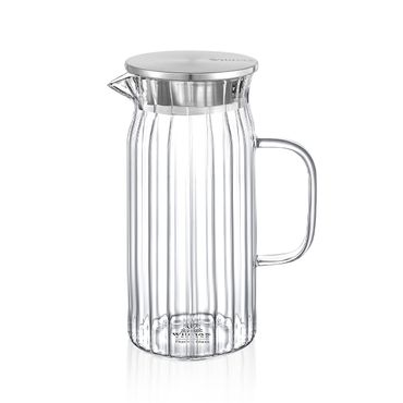 Wilmax Borosilikat Glas Krug mit Edelstahl-Deckel, Volumen: 1000ml