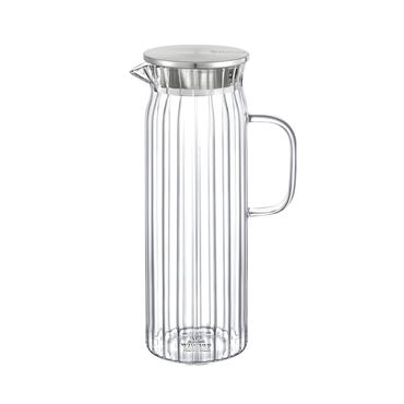 Wilmax Borosilikat Glas Krug mit Edelstahl-Deckel, Volumen: 1500ml