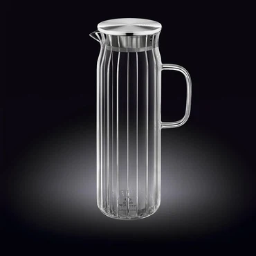 Wilmax Borosilikat Glas Krug mit Edelstahl-Deckel, Volumen: 1500ml