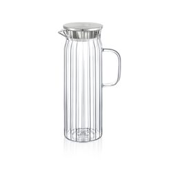 Wilmax Glaskaraffe mit Edelstahl-Deckel, 1500 ml