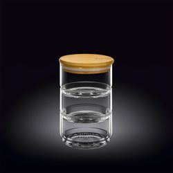 Wilmax 3-stufiges Vorratsglas, 12 x 20 cm, Thermo-Glas & Bambusdeckel