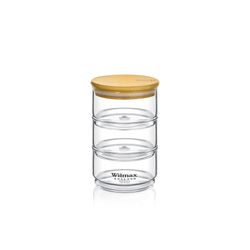 Wilmax 3-stufiges Vorratsglas, 12 x 20 cm, Thermo-Glas & Bambusdeckel