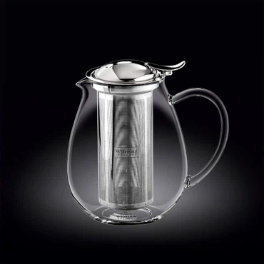 Wilmax Teekanne aus hitzebeständigem Glas 1300 ml mit Edelstahlfilter