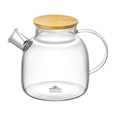 Wilmax Teekanne mit Bambusdeckel, 1200 ml, Glas