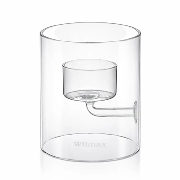 Wilmax Teelichthalter aus Glas für 1 Teelicht, 9 cm