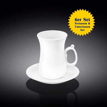 Wilmax Teetassen & Untertassen Set, 6er Set, Porzellan