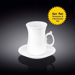 Wilmax Teetassen & Untertassen Set, 6er Set, Porzellan