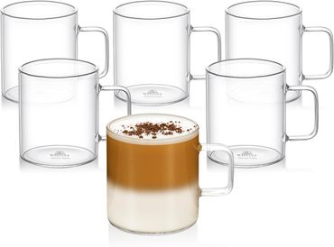 Wilmax Tassen aus Borosilikatglas, 6er-Set , Volumen: 250ml