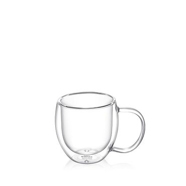 Wilmax Doppelwandige Thermoglas-Tasse mit Henkel, Volumen: 250ml
