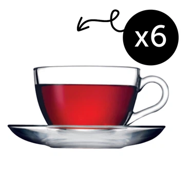 Pasabahce Basic Glastassen-Set mit Unterteller – 12-tlg.Set, 238ml