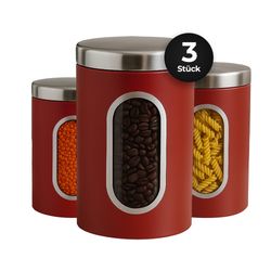 Michelino Marie Vorratsdosen 3er Set - 1L, 1.5L, 2.5L Vorratsgläser / Rot