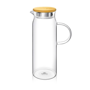 Wilmax Borosilikat Glas Krug mit Bambusdeckel