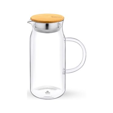 Wilmax Borosilikat Glas Krug mit Bambusdeckel, Volumen: 1500ml