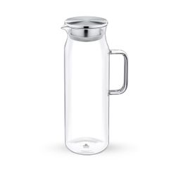 Wilmax Borosilikat Glas Krug mit Edelstahl-Deckel