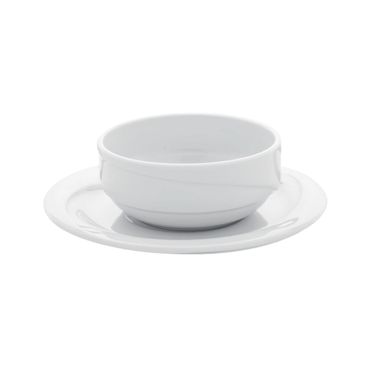 GÜRAL X-TANBUL Professional Konsommé-Schale mit Untertasse, Porzellan, Ø 19cm, weiß