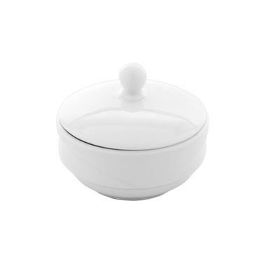 GÜRAL X-TANBUL Professional Schale mit Deckel / Zuckerdose, Porzellan, Ø 10 cm, weiß
