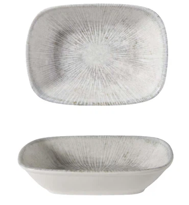 GÜRAL Arnim EO Professional Schale, Bone Porzellan, rechteckig, tief, 12x9cm, creme