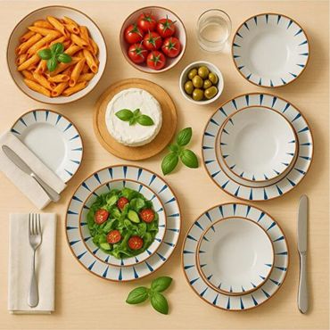 GÜRAL Sare Atina Tafelservice, 24-tlg., 6 Personen, Porzellan, Buntes Design