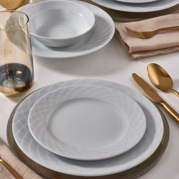 GÜRAL Alfa weiß Porzellan Tafelservice, 24-tlg., 6 Personen