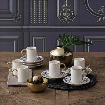 GÜRAL Camelia Kaffee-Set, 12-tlg, Porzellan, 100ml