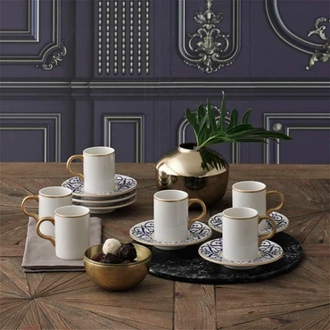 GÜRAL Camelia Kaffee-Set, 12-tlg, Porzellan, 100ml