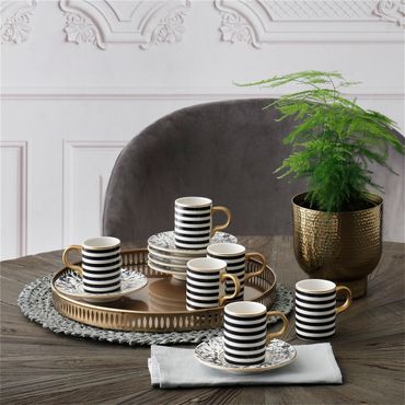 GÜRAL Camelia Kaffee-Set, 12-tlg, Bone Porzellan, 100ml