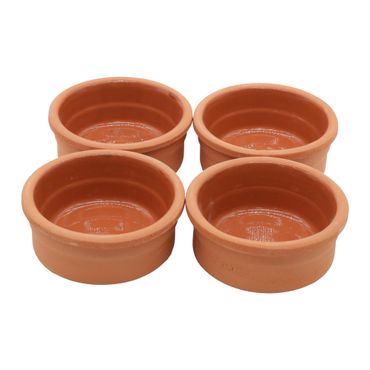 Viapot FLORYA 4er Set - 150 ml - Innen Braun Glasiert - Terrakotta-Schalen - 9,5×4,5 cm
