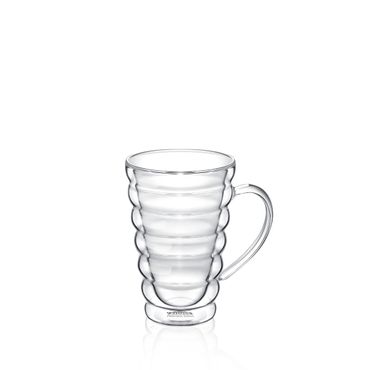 Wilmax Doppelwandige Thermoglas-Tasse mit Henkel, Volumen: 250ml