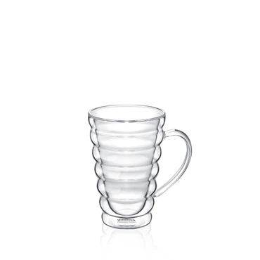 Wilmax Doppelwandige Thermoglas-Tasse mit Henkel, Volumen: 250ml