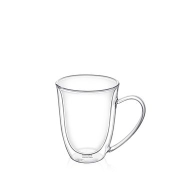 Wilmax Doppelwandige Thermoglas-Tasse mit Henkel , Volumen: 300ml