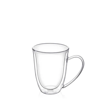 Wilmax Doppelwandige Thermoglas-Tasse mit Henkel , Volumen: 250ml