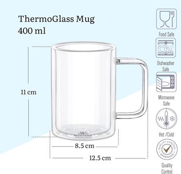 Wilmax Doppelwandiger Becher 400 ml Transparent WL-888720/A, Volumen: 400ml