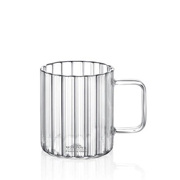 Wilmax Doppelwandige Thermoglas-Tasse mit Henkel, Volumen: 550ml