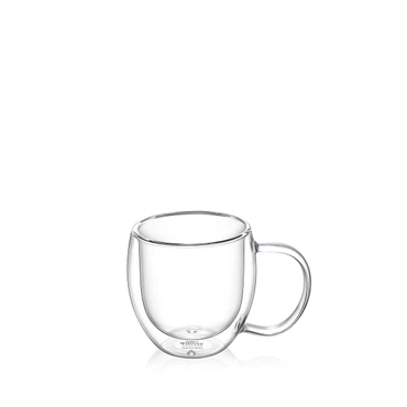 Wilmax Doppelwandige Thermoglas-Tasse mit Henkel, Volumen: 500ml