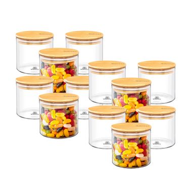 Wilmax Vorratsglas 2000 ml mit Bambusdeckel Transparent WL-888510/A, Volumen: 600ml