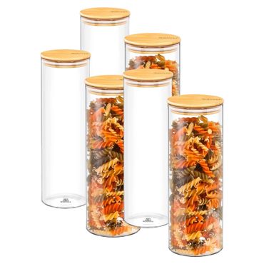 Wilmax Vorratsglas 2000 ml mit Bambusdeckel Transparent WL-888510/A, Volumen: 2000ml