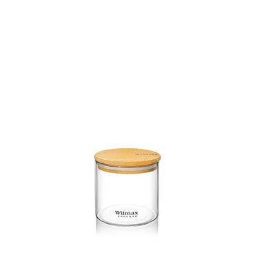 Wilmax Vorratsglas 2000 ml mit Bambusdeckel Transparent WL-888510/A, Volumen: 600ml
