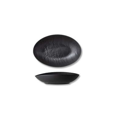 Wilmax Ovaler Teller SlateStone Schwarz 8 x 6 x 3 cm Porzellan WL-661117/A