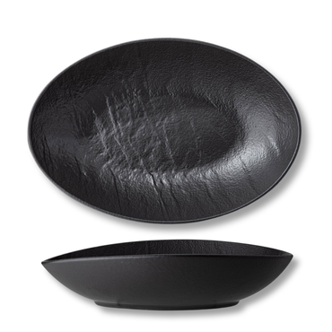 Wilmax Ovale Servierschale SlateStone Schwarz 30 x 19.5 x 7 cm Porzellan WL-661121/A