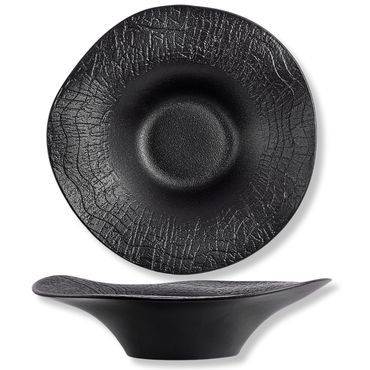 Wilmax Wavy Servierplatte 30 cm 700 ml Schwarz Porzellan WL-663106/A