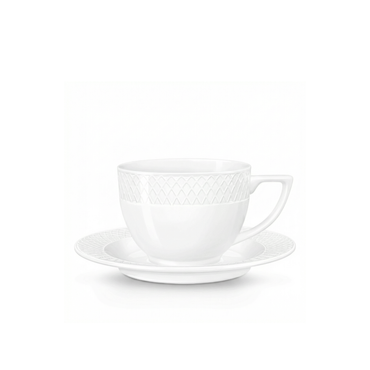 Wilmax Diamond Tasse mit Untertasse 170 ml Weiß Porzellan 