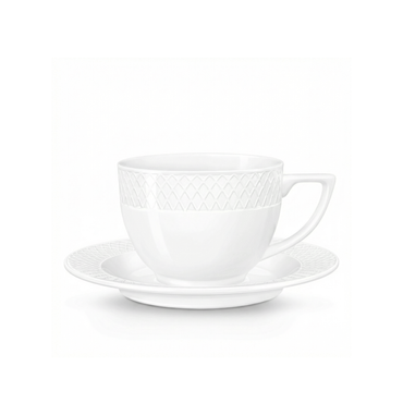 Wilmax Diamond Tasse mit Untertasse 240 ml Weiß Porzellan 